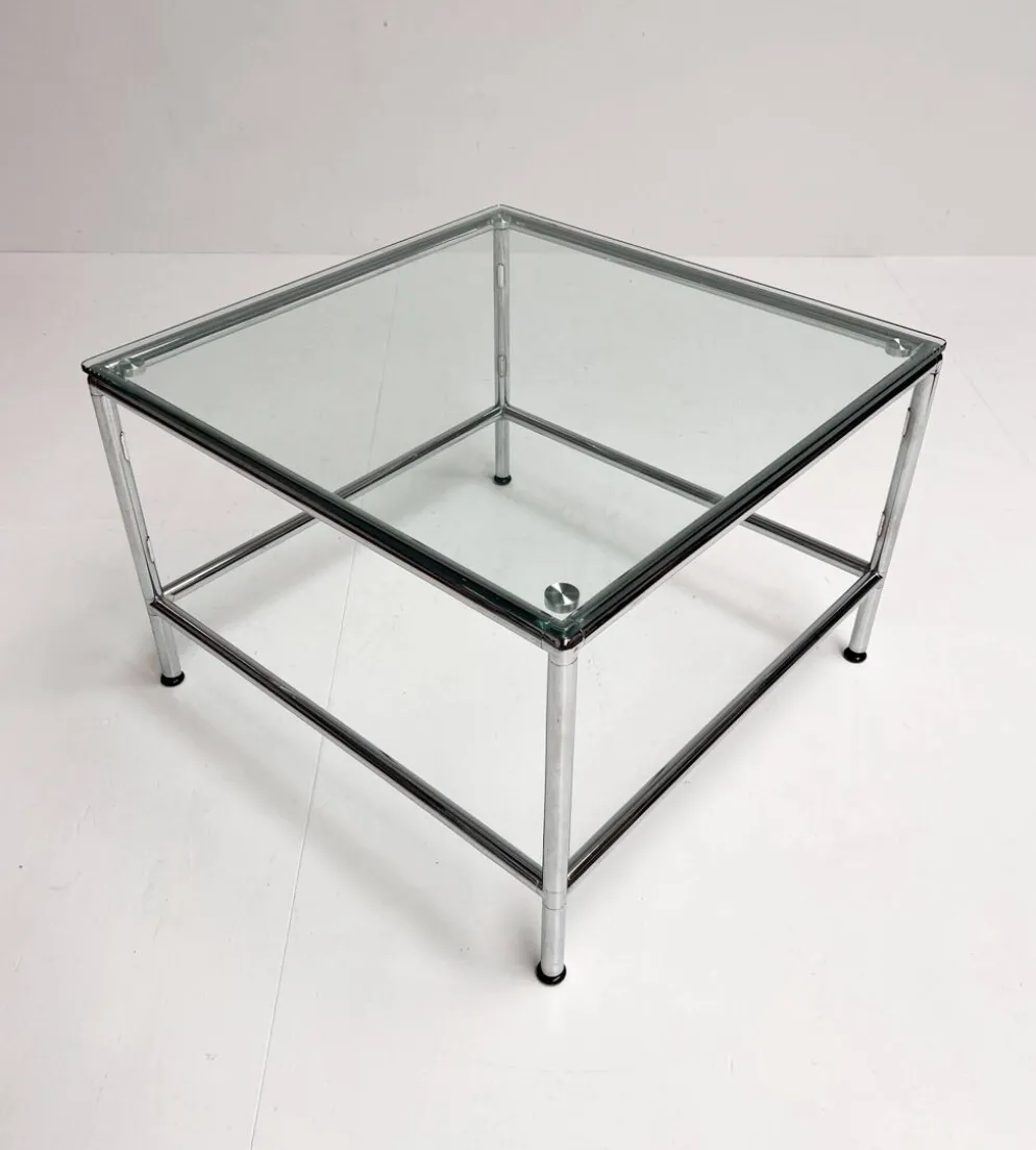 Table basse en verre carré 71 x 71 cm, années 1990