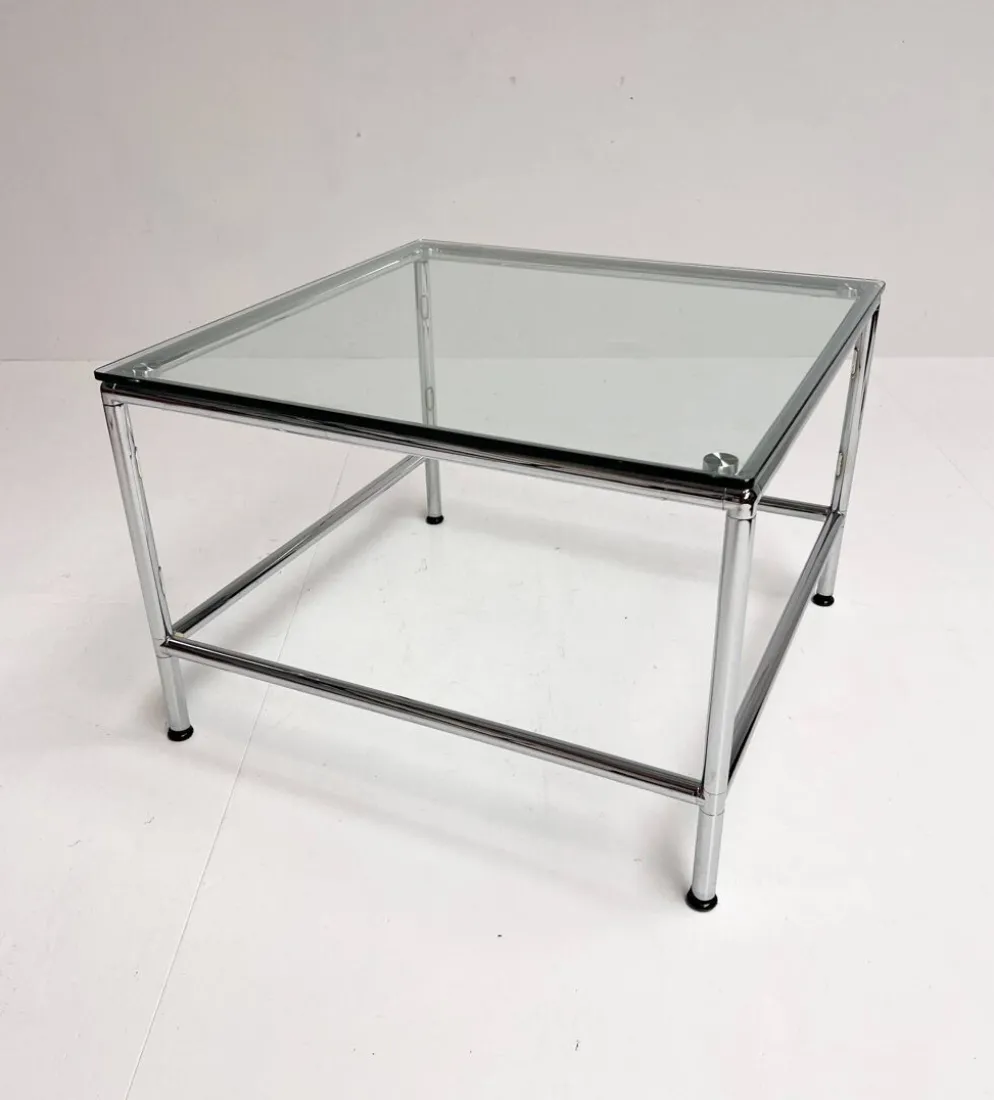 Table basse en verre carré 71 x 71 cm, années 1990