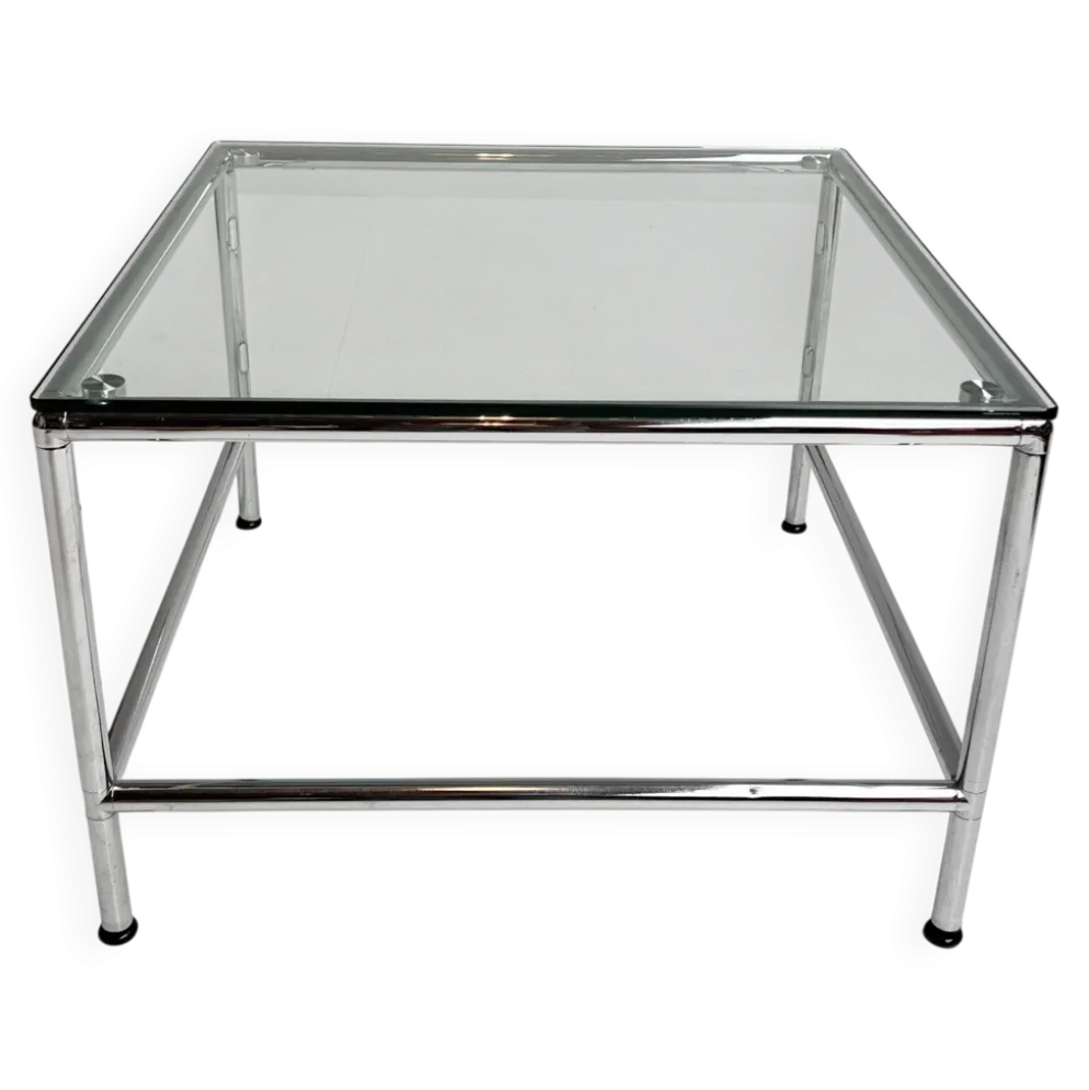 Table basse en verre carré 71 x 71 cm, années 1990