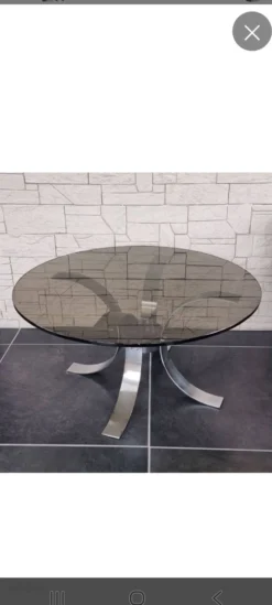 Table basse en verre fumée 1970