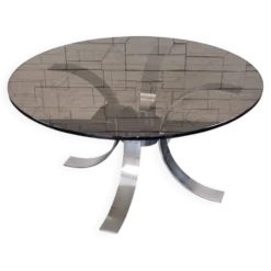 Table basse en verre fumée 1970