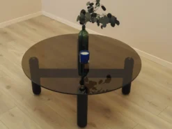 Table basse en verre fumé italien, années 1990