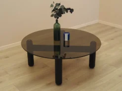 Table basse en verre fumé italien, années 1990