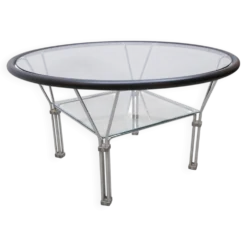 Table basse en verre industriel des années 1970