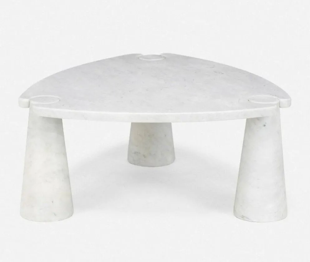 Table basse Eros en marbre blanc de Carrare par Angelo Mangiarotti pour Skipper, années 1990.