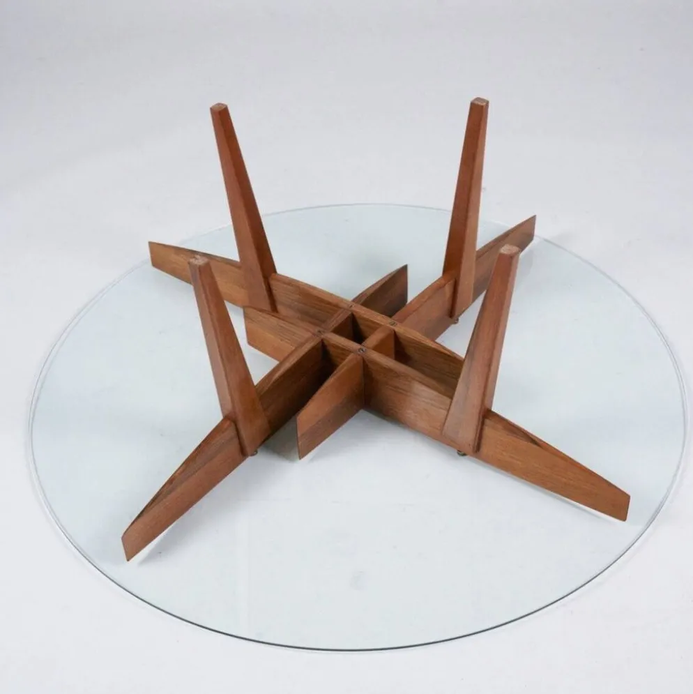 Table basse géométrique par Gio Ponti pour Giordano Chiesa, années 1950.