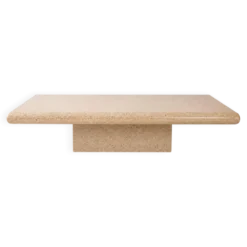 Table basse Jean Claude Mahey en résine mouchetée et bois, années 70