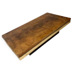 Table basse loupe d'orme et laiton 70' Roche Bobois