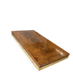 Table basse loupe d'orme et laiton 70' Roche Bobois
