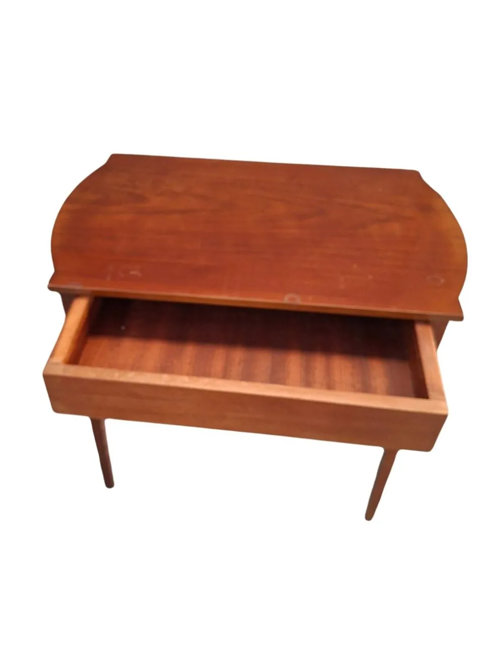 Table basse Mid-Century Modern des années 60 en bois précieux, design vintage.