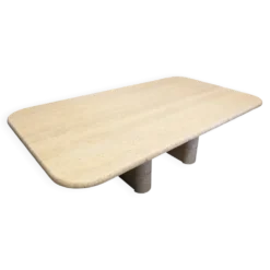 Table basse minimaliste en travertin, Italie vers 1970