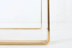 Table basse moderne du milieu du siècle avec base plaquée or et plateau en verre, années 1970.