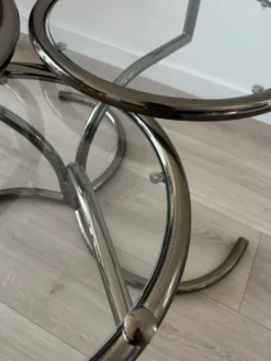 Table basse Morex attribuée à Milo Baughman années 70 3 plateaux