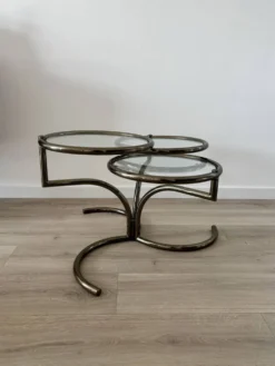 Table basse Morex attribuée à Milo Baughman années 70 3 plateaux