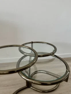 Table basse Morex attribuée à Milo Baughman années 70 3 plateaux