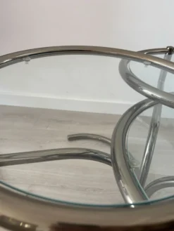 Table basse Morex attribuée à Milo Baughman années 70 3 plateaux