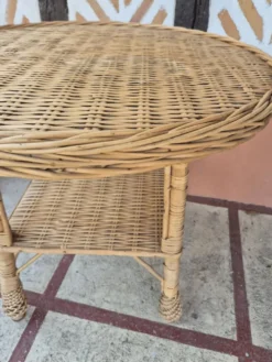 Table basse osier rotin vintage