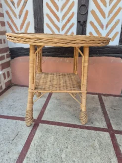 Table basse osier rotin vintage