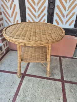 Table basse osier rotin vintage