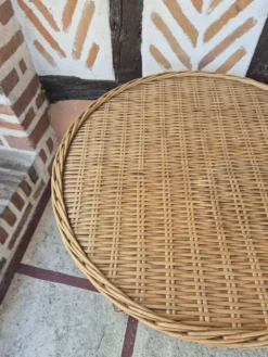 Table basse osier rotin vintage