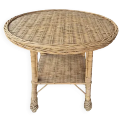 Table basse osier rotin vintage