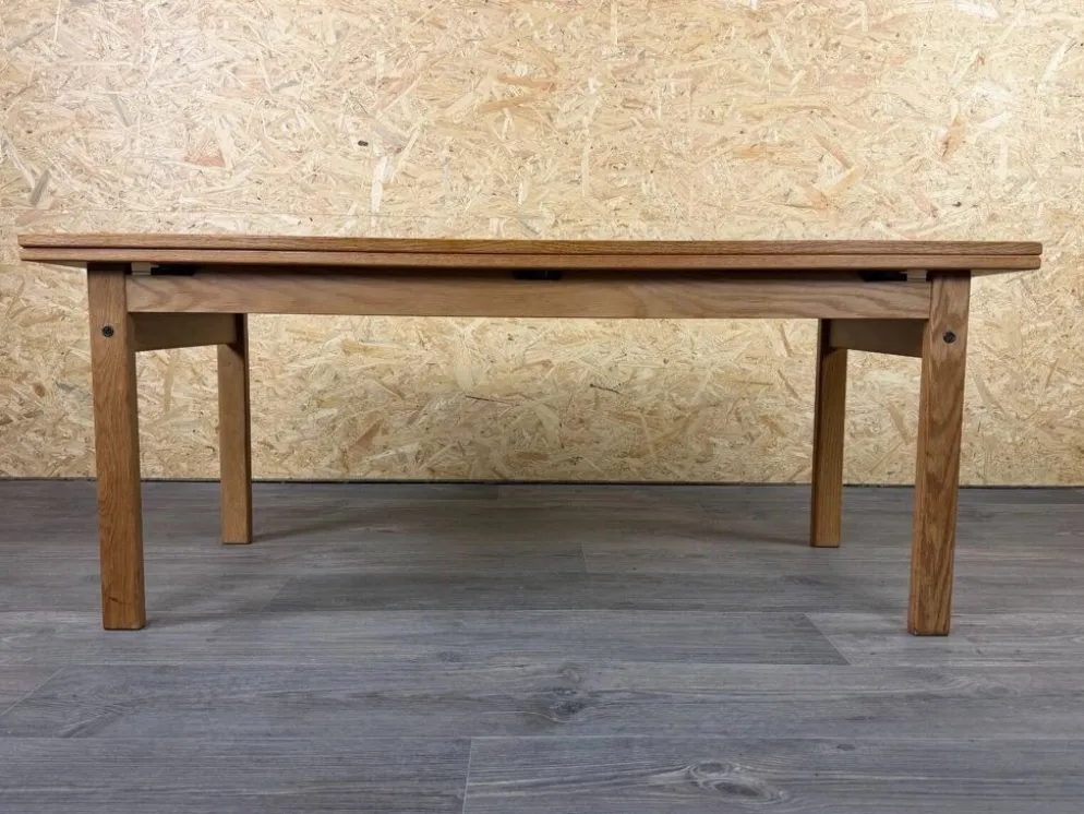 Table basse ou de salle à manger en chêne ajustable design danois des années 1960-1970