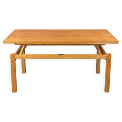 Table basse ou de salle à manger en chêne ajustable design danois des années 1960-1970