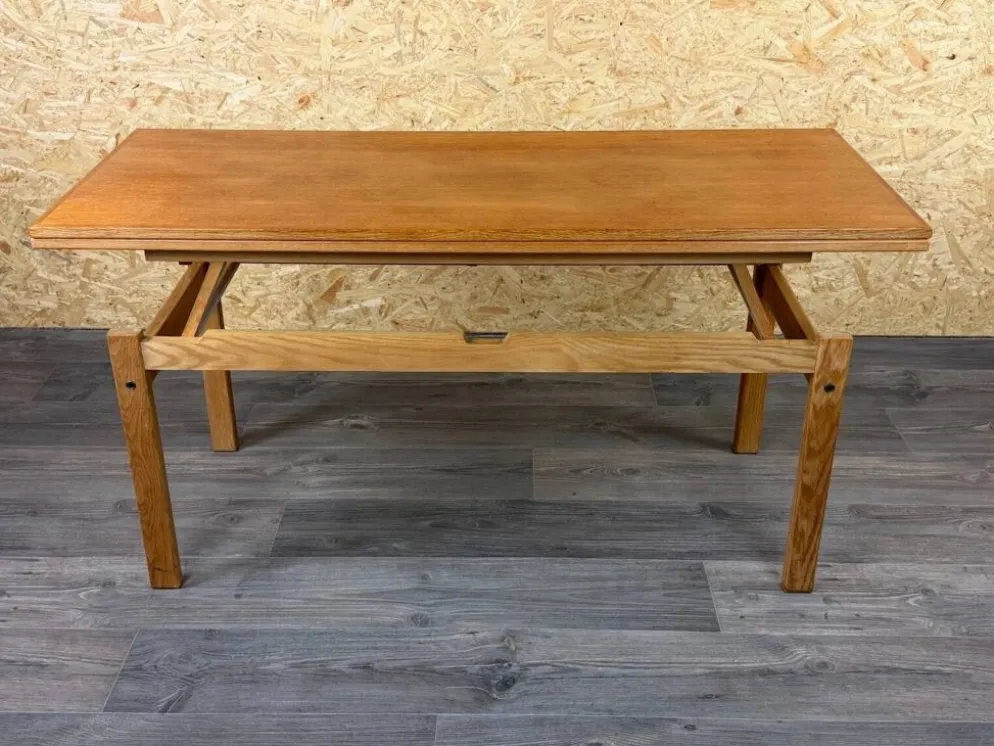 Table basse ou de salle à manger en chêne ajustable design danois des années 1960-1970