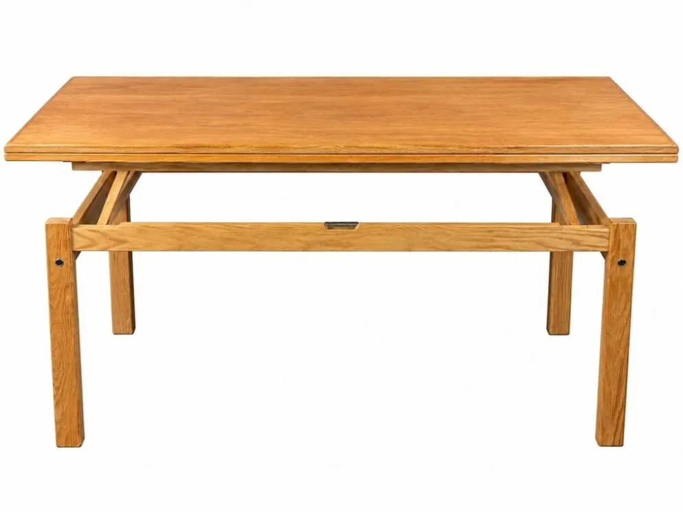 Table basse ou de salle à manger en chêne ajustable design danois des années 1960-1970