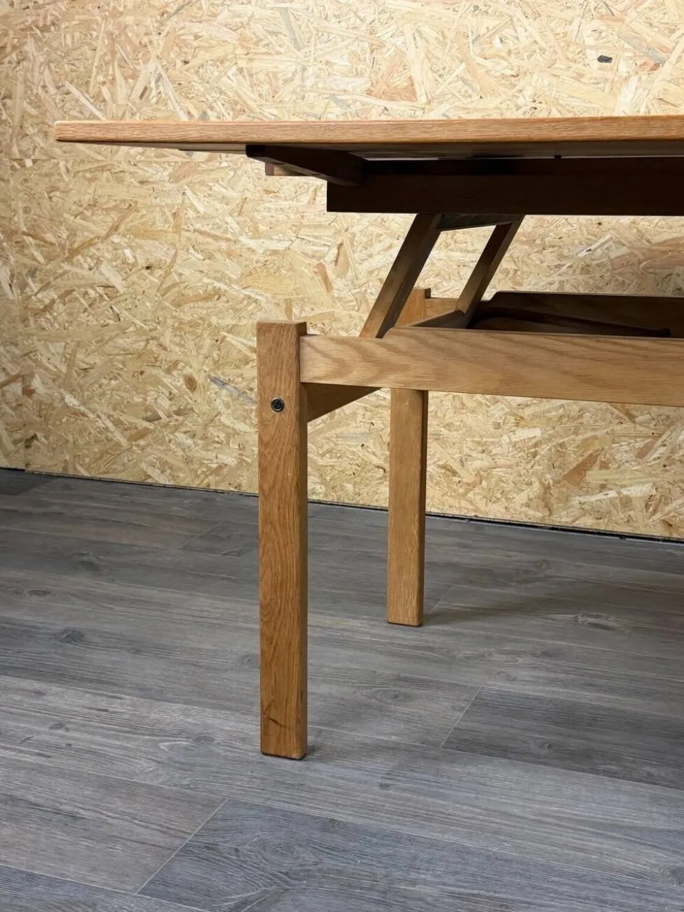 Table basse ou de salle à manger en chêne ajustable design danois des années 1960-1970