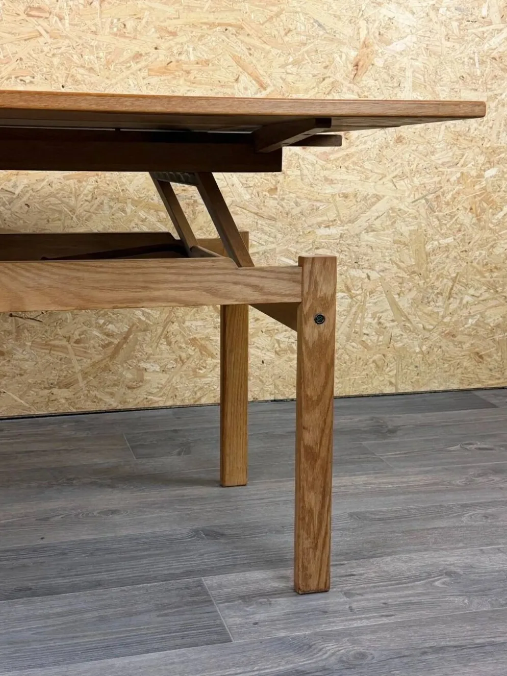 Table basse ou de salle à manger en chêne ajustable design danois des années 1960-1970