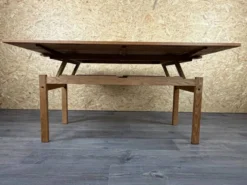 Table basse ou de salle à manger en chêne ajustable design danois des années 1960-1970