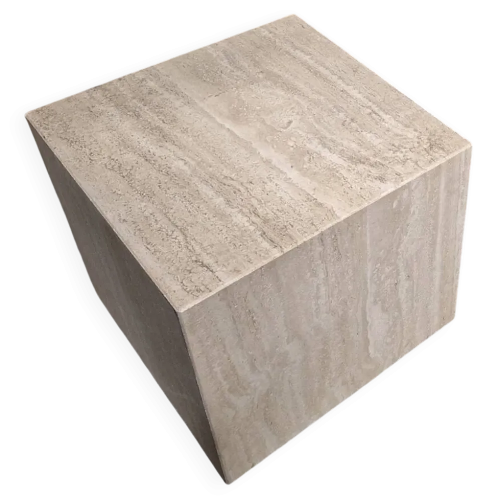 Table basse ou piédestal en travertin veiné italien