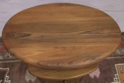 Table basse ovale en teck massif avec plateau pivotant par Silkeborg, Danemark, années 1960.