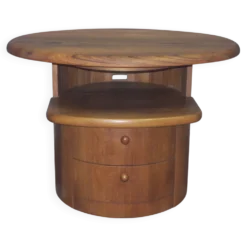 Table basse ovale en teck massif avec plateau pivotant par Silkeborg, Danemark, années 1960.