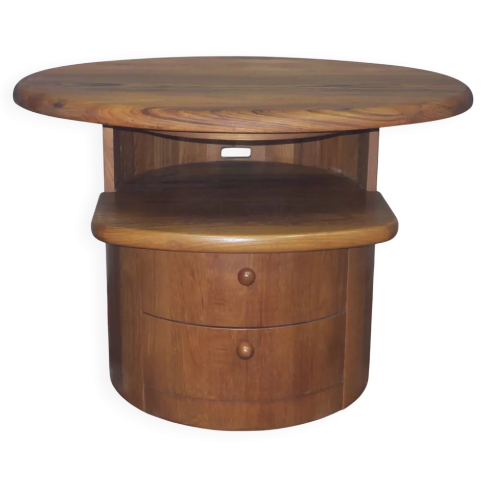 Table basse ovale en teck massif avec plateau pivotant par Silkeborg, Danemark, années 1960.