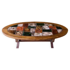 Table basse ovale vintage en céramique