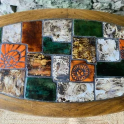 Table basse ovale vintage en céramique