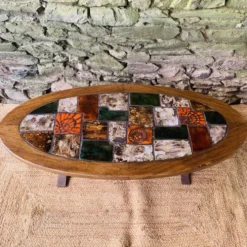 Table basse ovale vintage en céramique