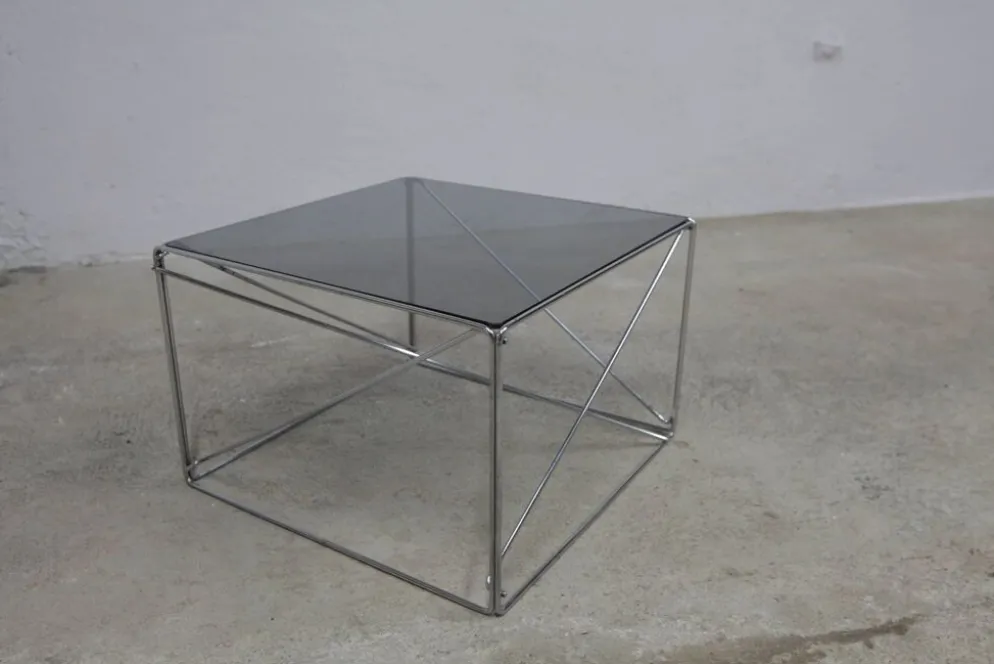 Table basse par max Sauze collection Isocèle 1970 plateau verr