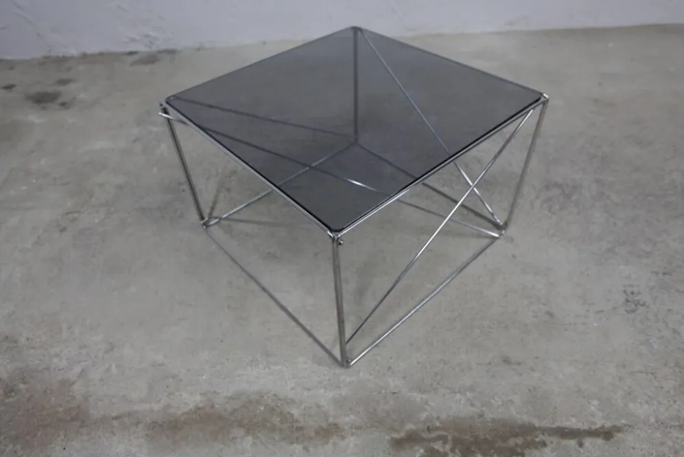 Table basse par max Sauze collection Isocèle 1970 plateau verr