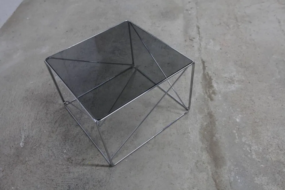 Table basse par max Sauze collection Isocèle 1970 plateau verr