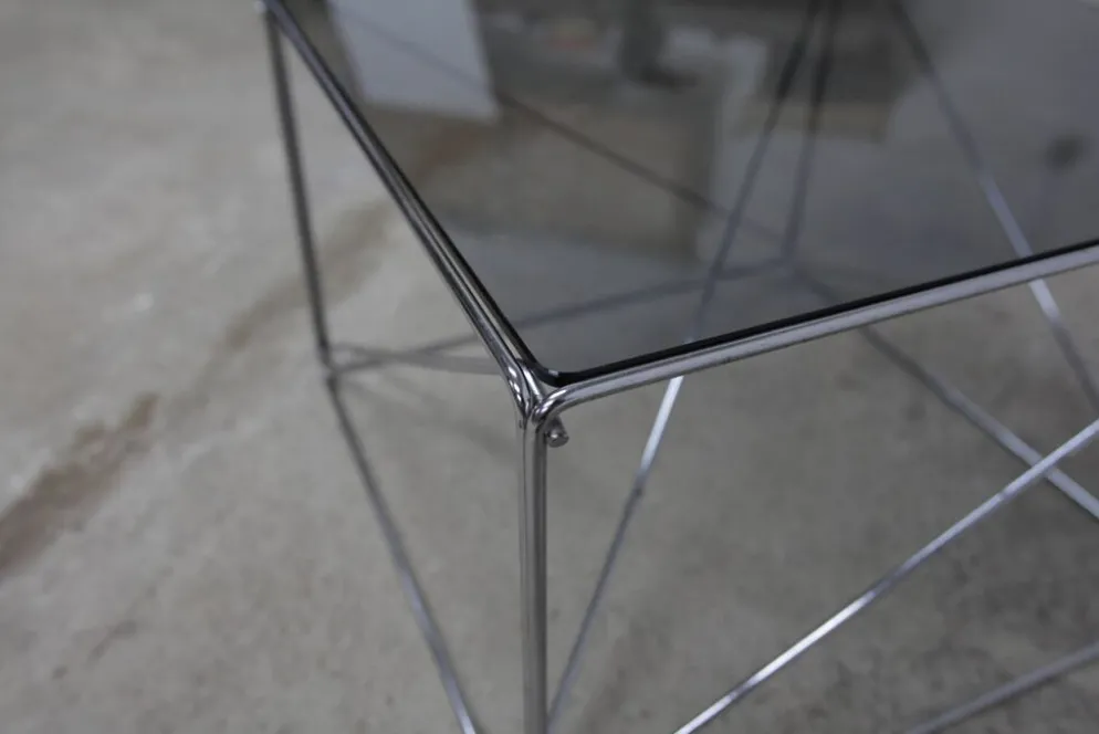 Table basse par max Sauze collection Isocèle 1970 plateau verr