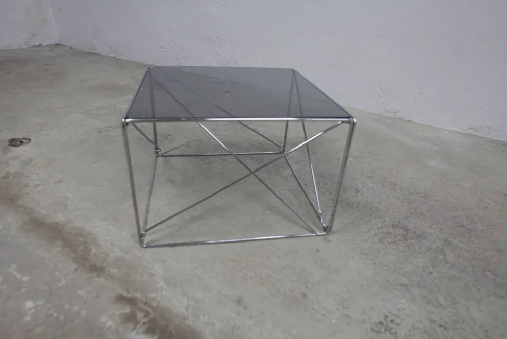 Table basse par max Sauze collection Isocèle 1970 plateau verr