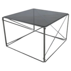 Table basse par max Sauze collection Isocèle 1970 plateau verr