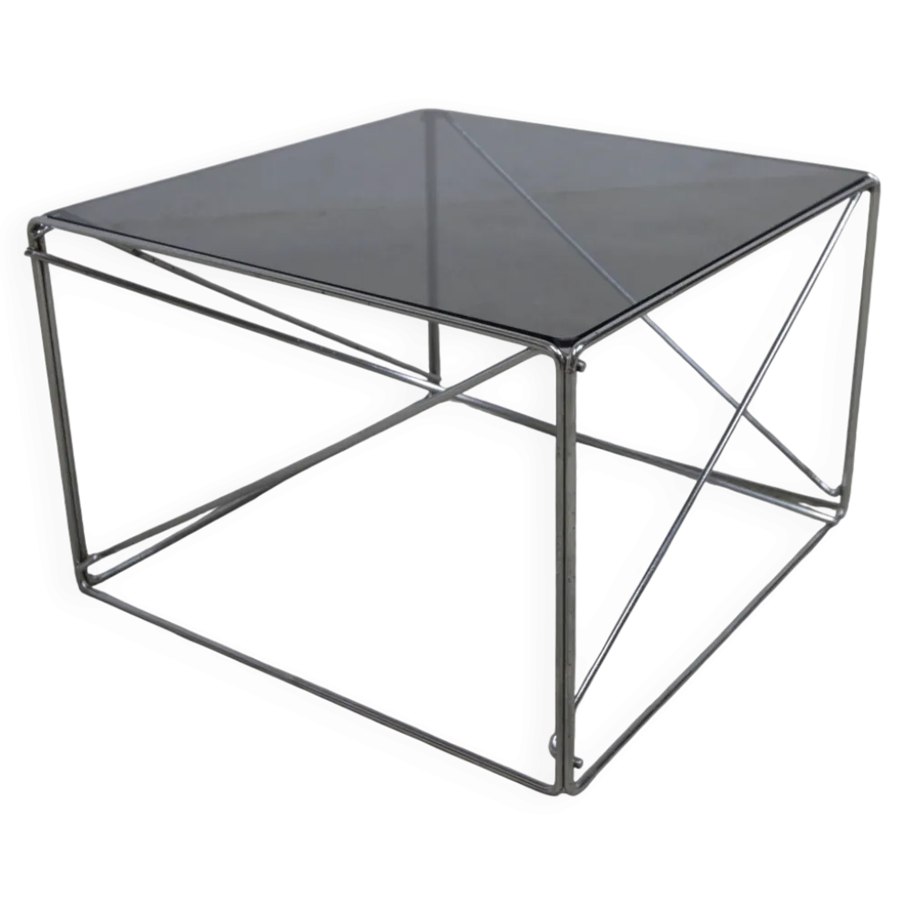Table basse par max Sauze collection Isocèle 1970 plateau verr