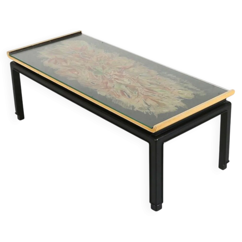 Table basse peinte vintage belge par De Coene Frères, années 1950.