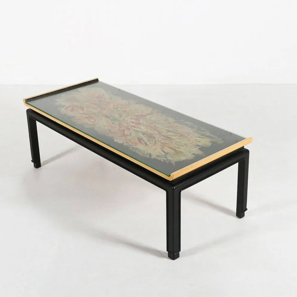 Table basse peinte vintage belge par De Coene Frères, années 1950.