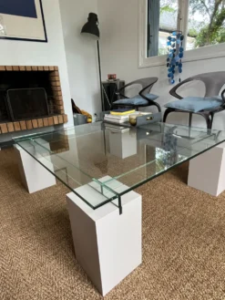 Table basse Roche Bobois - modèle Ténéré - Verre - 140 x 140