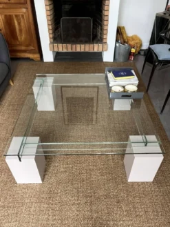 Table basse Roche Bobois - modèle Ténéré - Verre - 140 x 140